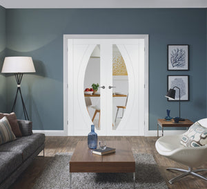 XL Joinery Salerno Door Pair with Clear Glass White Primed