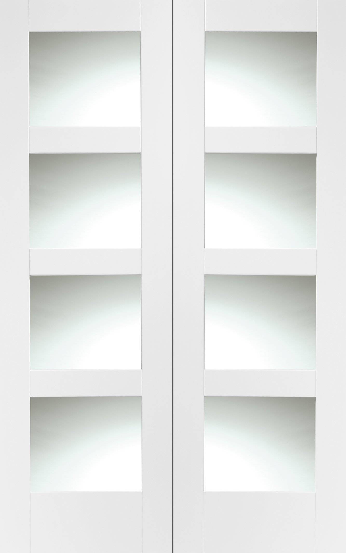 XL Joinery Shaker Door Pair with Clear Glass White Primed