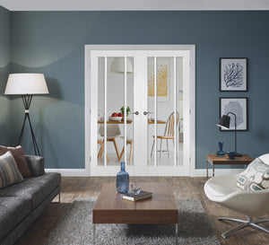 XL Joinery Worcester Door Pair with Clear Glass White Primed
