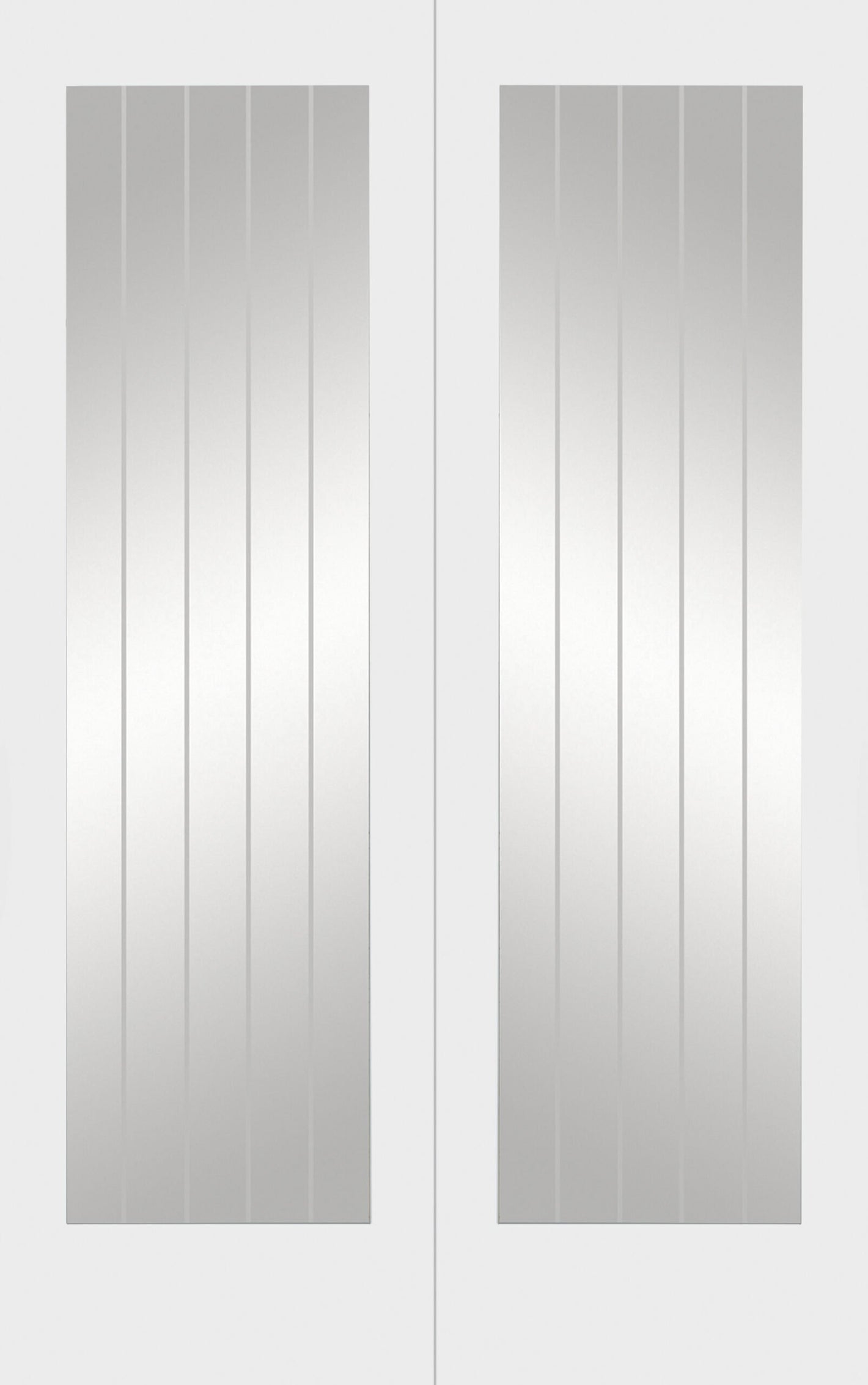 XL Joinery Suffolk Door Pair with Clear Etched Glass White Primed