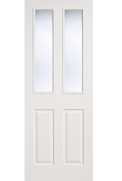 LPD Textured 2 Panel / 2 Light Glazed White Primed Internal Door