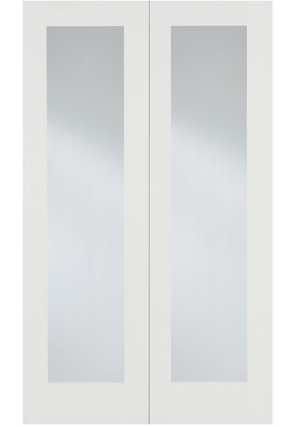 LPD Pattern 20 Glazed White Primed Door Pair