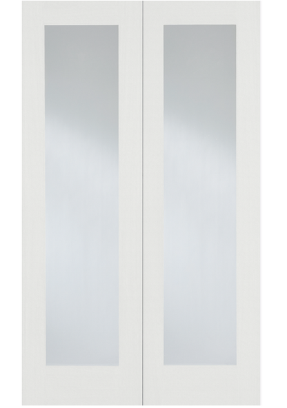 LPD Pattern 20 Glazed White Primed Door Pair