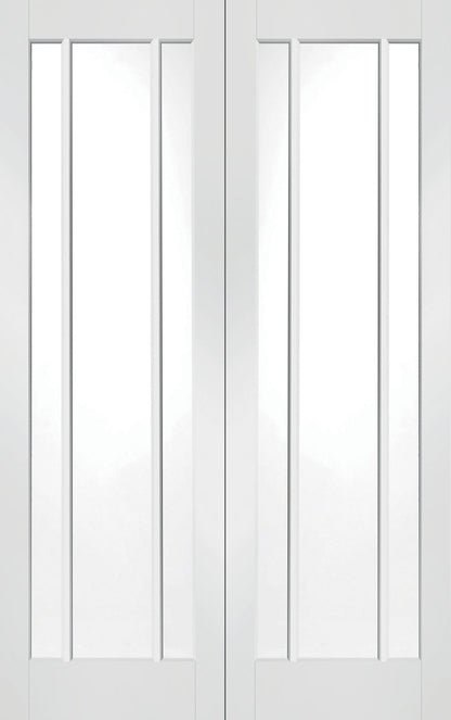XL Joinery Worcester Door Pair with Clear Glass White Primed