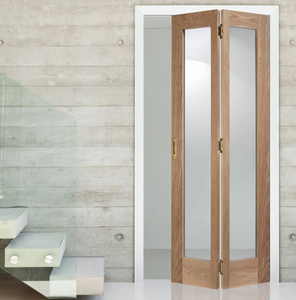 LPD Pattern 10 Clear Glazed Oak Bi-Fold Door - Unfinished