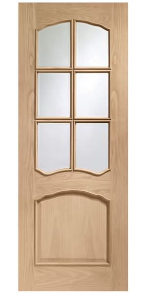 XL Joinery Louis Clear Bevelled Glazed Oak Internal Door - Unfinished