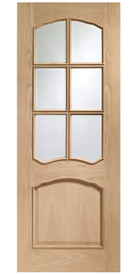 XL Joinery Riviera Clear Bevelled Glazed Oak Internal Door - Unfinished