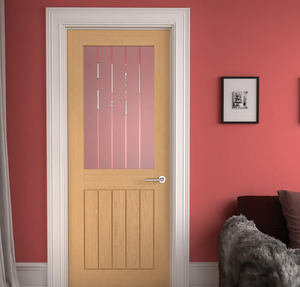 LPD Mexicano Half Light Glazed Oak FD30 Fire Door - Unfinished