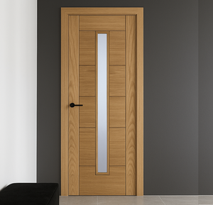 Mendes Corsica 18G Central Glazed Oak FD30 Fire Door - Pre Finished