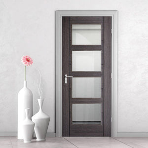 LPD Vancouver Ash Grey 4 Light Glazed Internal Door - Pre Finished