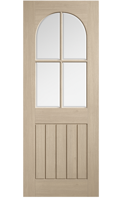 LPD Mexicano Blonde Oak 4L Clear Glazed Arched Square Top Door - Pre Finished