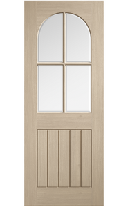 LPD Mexicano Blonde Oak 4L Clear Glazed Arched Square Top Door - Pre Finished