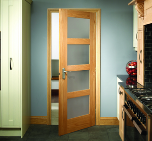 XL Joinery Shaker 4 Panel Obscure Glazed Internal Oak Door - Pre Finished