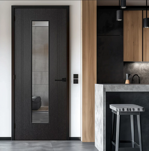LPD Monaco Glazed Black Laminate Internal Door - Fully Finished