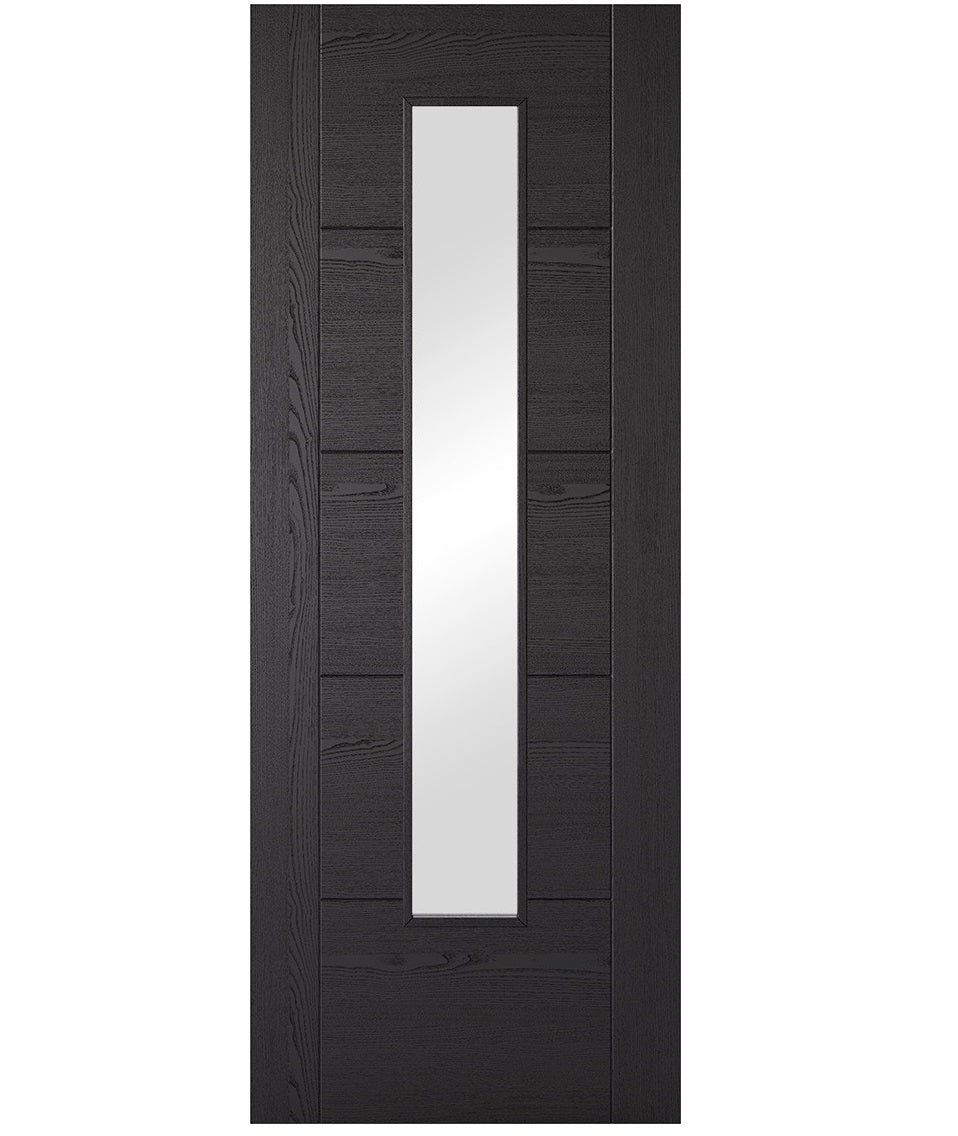 LPD Vancouver Charcoal Black 1 Long Light Glazed FD30 Fire Door - Pre Finished