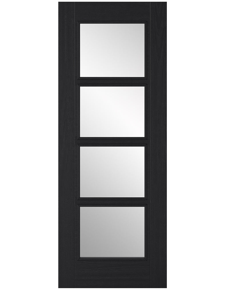 LPD Vancouver Charcoal Black 4 Light Glazed FD30 Fire Door - Pre Finished