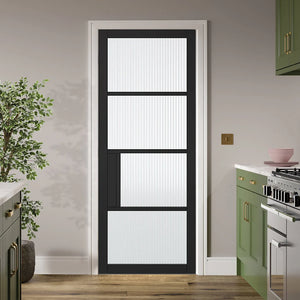 LPD Chelsea Industrial Style Reeded Glazed Internal Door - Pre Finished