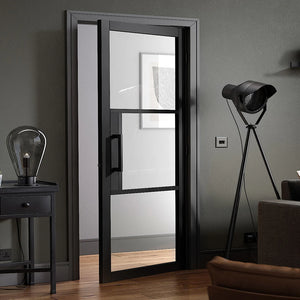 LPD Tribeca Industrial Style Clear Glazed Black Internal Door - Pre Finished