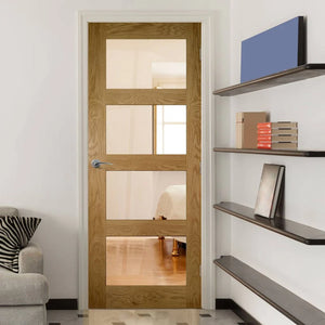 Deanta Coventry Clear Glazed Oak Internal Door - Pre Finished