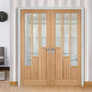 LPD Coventry Glazed 3 Light Oak Internal Door Pairs - Unfinished