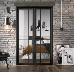 LPD Greenwich W4 Clear Glazed Crittall Style Black Internal Room Divider - Pre Finished