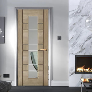 LPD Edmonton Glazed Light Grey Oak Internal Door - Pre Finished