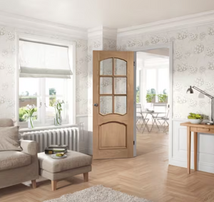 XL Joinery Riviera Clear Bevelled Glazed Oak Internal Door - Unfinished