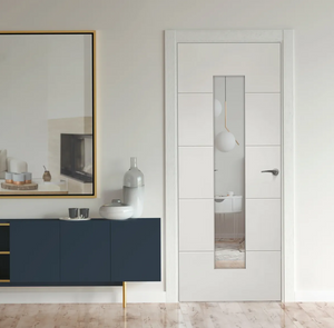 JB Kind 4 Line Horizontal Glazed & Primed Moulded Internal Door