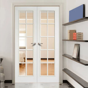 LPD Textured SA 20 Light Glazed White Primed Internal Door Pair