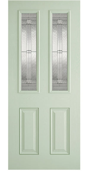 LPD Malton Glazed Green / White GRP External Door