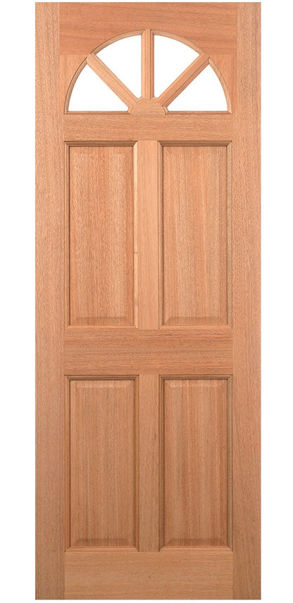 LPD Carolina 4 Panel Clear Glazed Hardwood External Door - Unfinished