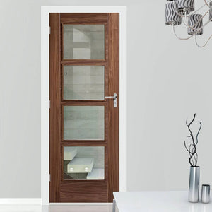 LPD Vancouver Walnut 4 Light Glazed Internal Door - Pre Finished