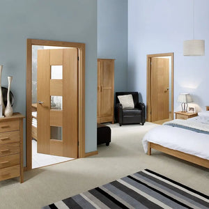LPD Catalonia Glazed 3L Oak Internal Door - Pre Finished