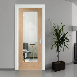 LPD Pattern 10 Clear Glazed 1L Oak Internal Door - Unfinished