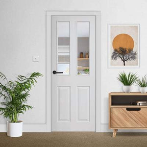 LPD Textured 2 Panel / 2 Light Glazed White Primed Internal Door