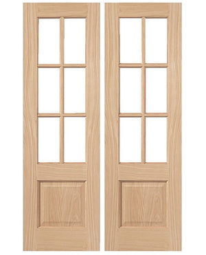 JB Kind Dove Pairs Oak Veneered Glazed Internal Doors - Unfinished