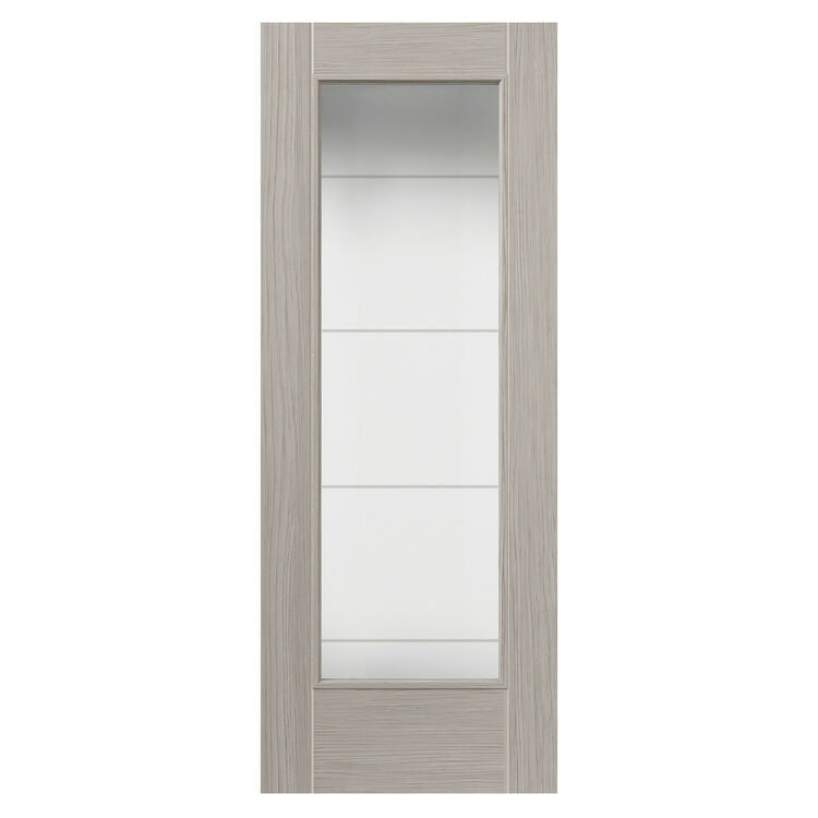 JB Kind Tigris Light Grey Full Glazed Internal Door - Pre Finished