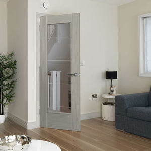 JB Kind Tigris Light Grey Full Glazed Internal Door - Pre Finished