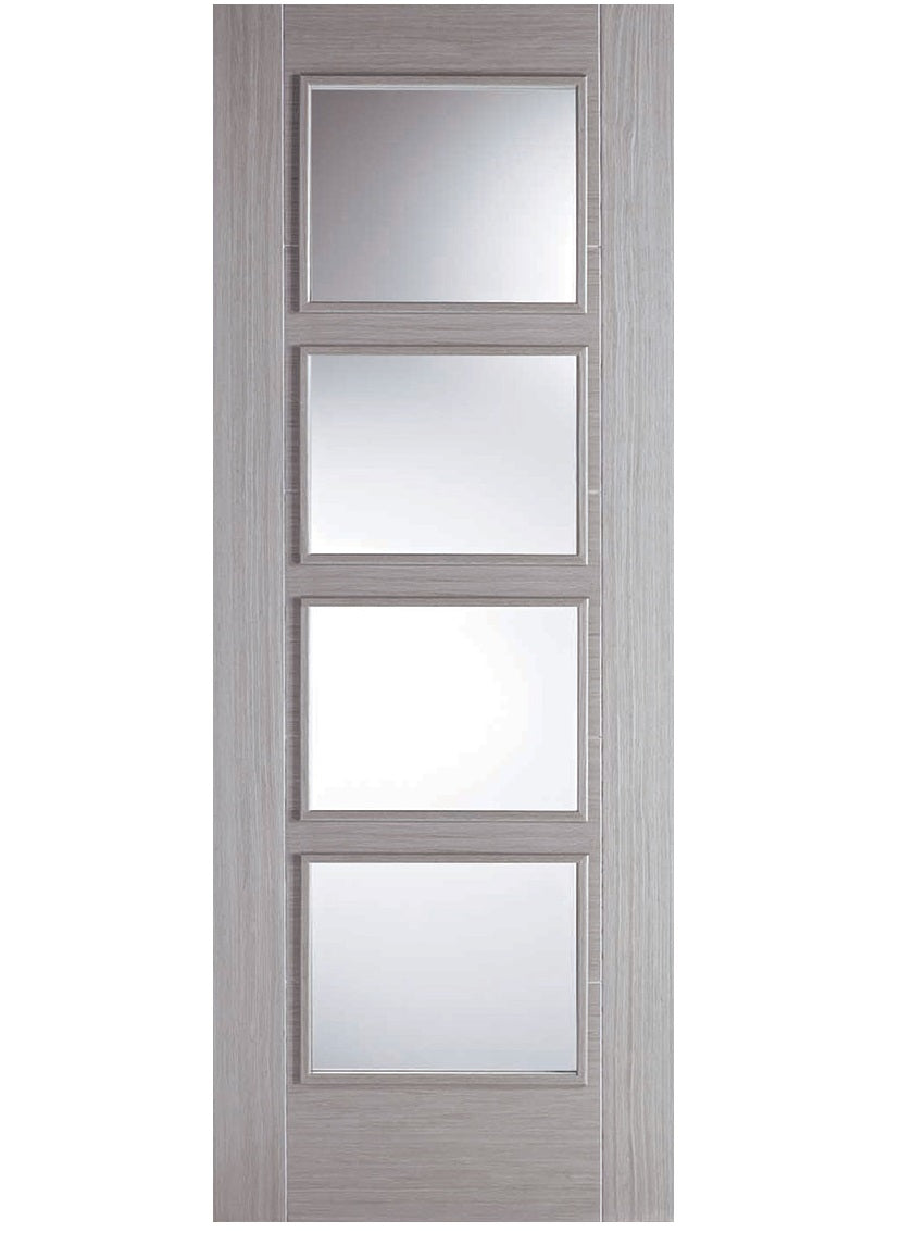 LPD Vancouver Light Grey 4 Light Glazed Internal Door - Pre Finished