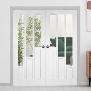 LPD Coventry White Primed Glazed 3L Internal Door Pair