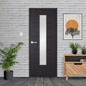 LPD Vancouver Charcoal Black 1 Long Light Clear Glazed Door - Pre Finished