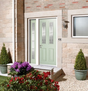 LPD Malton Glazed Green / White GRP External Door