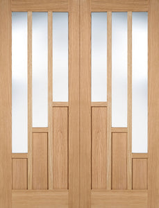 LPD Coventry Glazed 3 Light Oak Internal Door Pairs - Unfinished