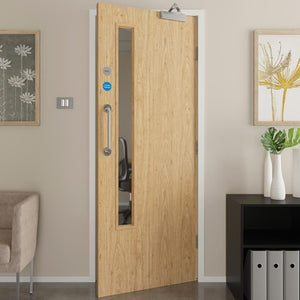 LPD Oak Flush 18G Glazed FD30 Fire Door - Pre Finished