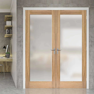 XL Joinery Pattern 10 Oak Door Pair with Obscure Glass - Unfinished