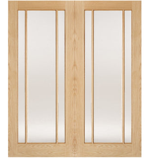 LPD Lincoln Clear Glazed Oak Internal Door Pairs - Unfinished