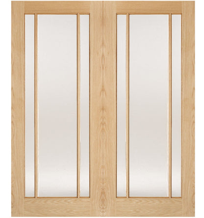 LPD Lincoln Clear Glazed Oak Internal Door Pairs - Unfinished