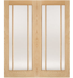 LPD Lincoln Clear Glazed Oak Internal Door Pairs - Unfinished