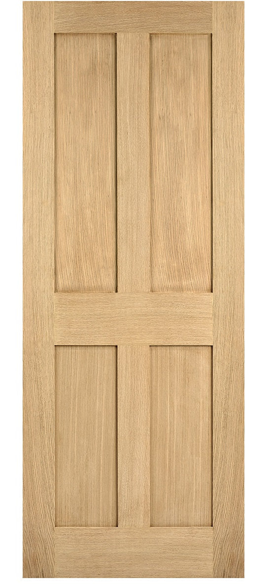 LPD London 4 Panel Oak FD30 Fire Door - Unfinished