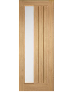 LPD Mexicano Clear Glazed Offset Oak Internal Door - Pre Finished